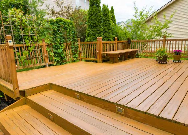 Wooden deck of the family home painted for added protection from sun and rain